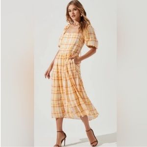 Astr yellow orange stripe dress size Small